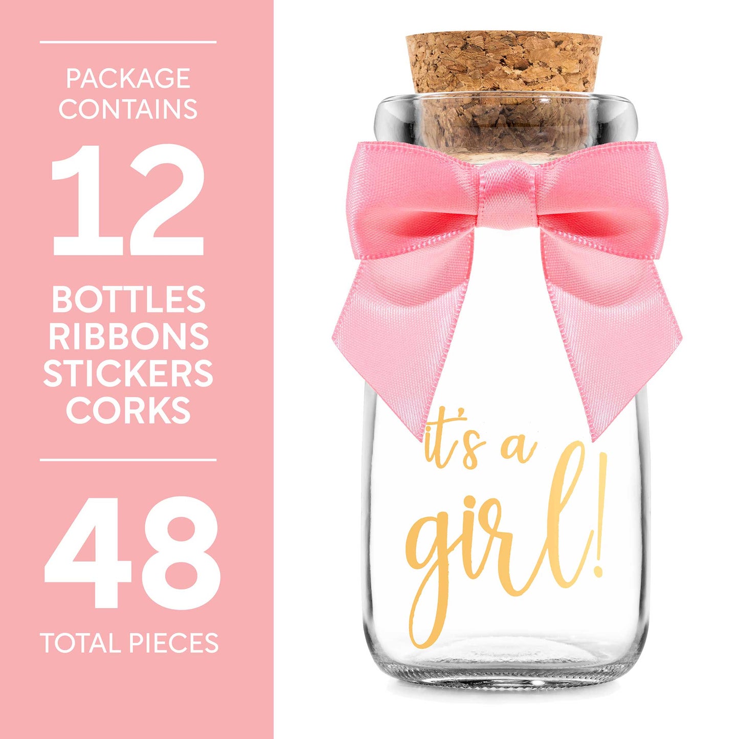 Vintage Milk Glass Bottles - Baby Shower Favors for Guests - 12 Bottles Per Box